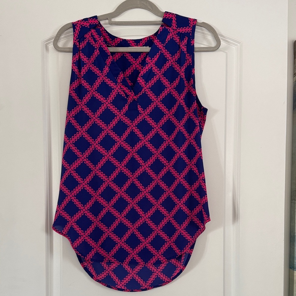 41 Hawthorn Blue and Pink Patterned Blouse